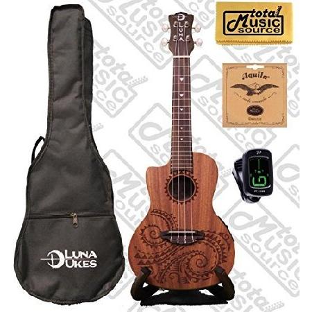 Luna Guitars A E Concert Tattoo LEFTY w Strings,Tuner ＆ PC