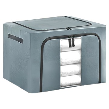 KARY 加厚牛津布雙開防水收納箱 日系設計 防水防塵 上下大開口  50 x 40 x 32cm  牛仔灰  1組