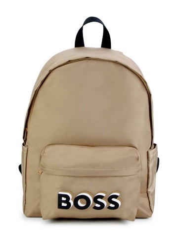 BOSS Kidswear - logo-print backpack - kids - Polyester - One Size - Neutrals