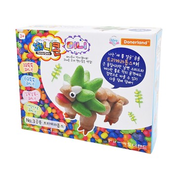 Donerland 魔法迷你玉米黏土 三角龍  彩色小球玉米黏土  迷你吸水海綿墊  天然澱粉和食用色素  韓國製  1盒