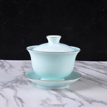 青瓷蓋碗茶具茶杯單個主人杯小容量三才龍泉窯單個泡茶碗不燙手