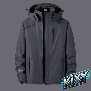 KIXY-現貨-加大碼男款衝鋒外套 細刷毛 保暖男夾克 防風/防潑水 素面外套 防風外套 風衣外套 秋冬外套 連帽外套