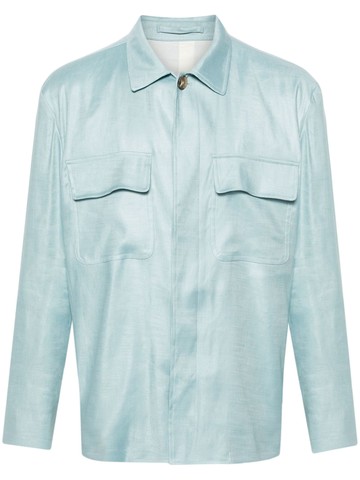 Lardini - buttoned shirt jacket - men - Cotton/Linen/Flax/Viscose/Elastane - XS - Blue