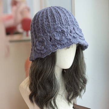 秋冬復古花朵鉤織保暖帽255012