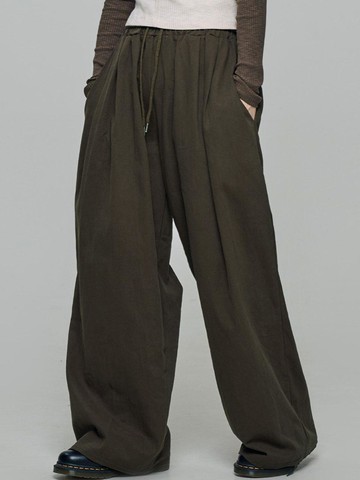 Build Double-Pleated Wide Pants [Charcoal]