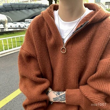 【精品男裝】羊毛衫 時尚拚色毛衣 秋冬假兩件 花色毛衣 高級羊毛衫 寬鬆休閒毛衣 高領毛衣 男生毛衣 FB1Q