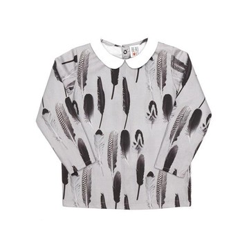 2014 秋冬Beau Loves 灰色白領滿版羽毛純棉上衣