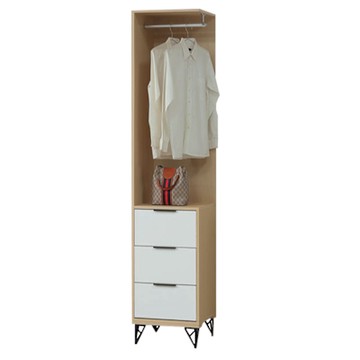 文創集 普伊斯1.5尺三抽側邊衣櫃(二色可選)-46x55x202cm免組