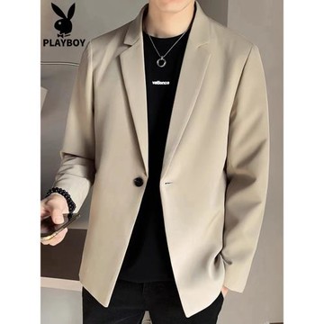 花花公子休閑西裝男士外套春秋季潮流商務單西上衣高級帥氣小西服