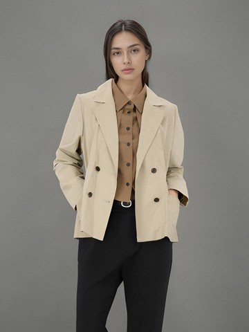 Cropped Comfortable Jacket _Beige