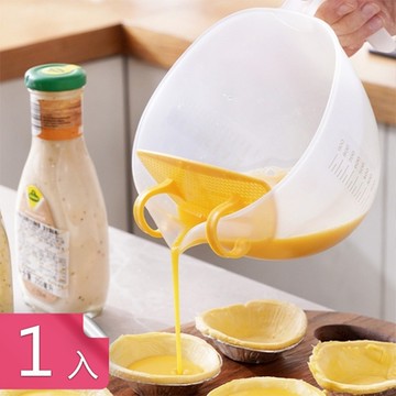 【荷生活】環保PP材質V型嘴口過濾量杯 大容量倒水流暢自帶濾板量杯-1入組