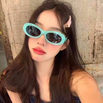 拍照夏日太陽眼鏡少女護眼墨鏡馨幫幫可愛裝飾個性糖果色橢圓型