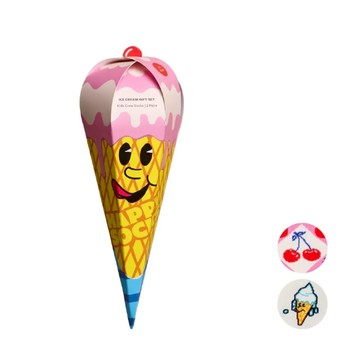 瑞典 HAPPY SOCKS Kids系列-霜淇淋嬰童潮襪禮品2入組 - 7~9Y