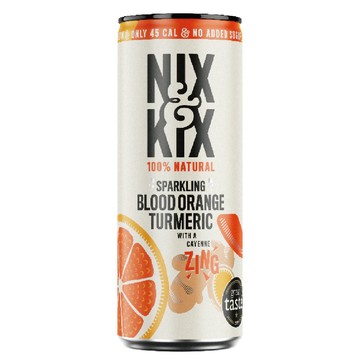 碳酸氣泡飲 【Nix & Kix】英國原裝 鮮榨果汁氣泡飲_血橙薑黃 250ml*4入