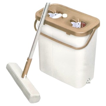 LIERJIA 麗爾家 洗涮涮膠棉雙槽拖把組 專利雙槽設計 180°清潔刷頭 超吸水力 加長棉頭  桶身38 x 33 x 19cm + 拖把135 x 33 x 6cm  1組