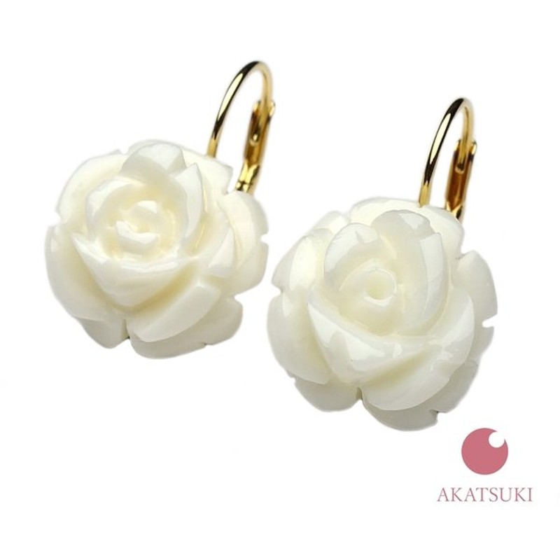 上品なスタイル 白薔薇 K18 白薔薇 ピアス ピアス - poumonquebec.ca