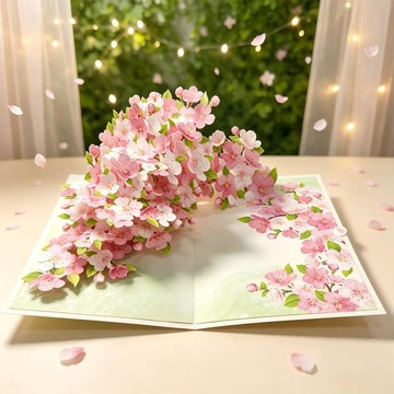 新鮮櫻花 3D立體賀卡 高顏值 加厚 賀卡 留言祝福卡