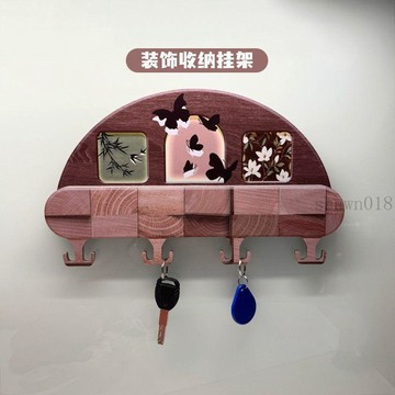 🎀臺灣出貨🎀中古風鑰匙收納掛鉤玄關壁掛式免打孔掛架入戶牆掛鉤裝飾門口掛架 門後置物架 門後掛鉤 門後掛勾 壁掛置物架