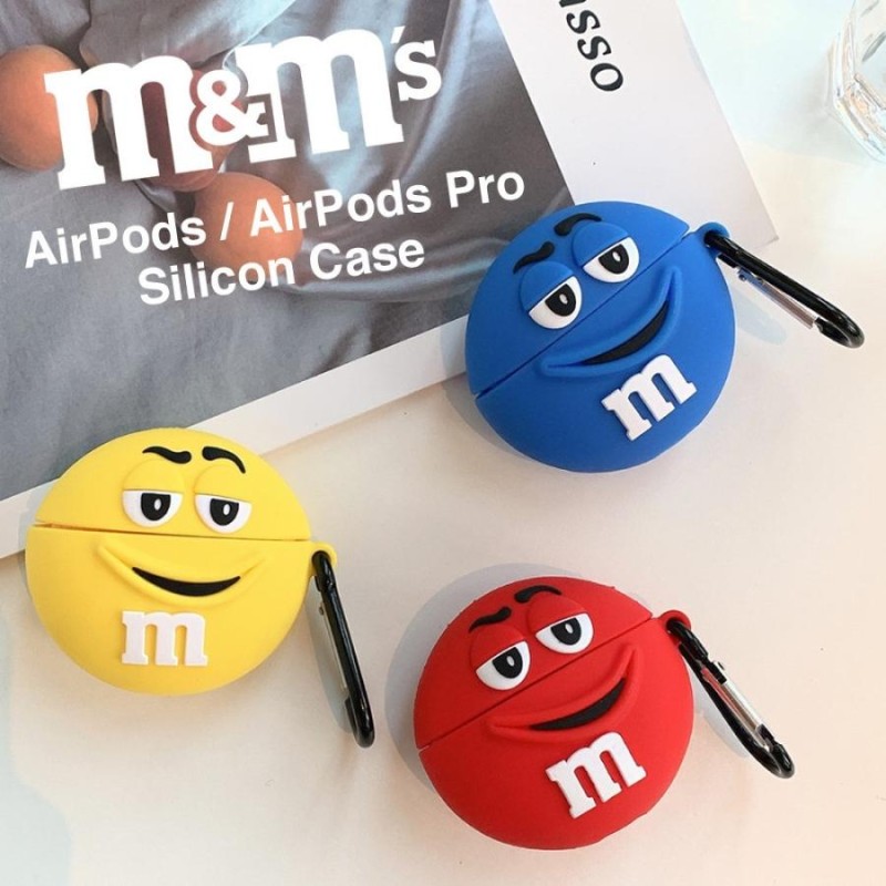 M&Ms AirPods AirPodsPro シリコン ケース カラビナ付き エアポッズ