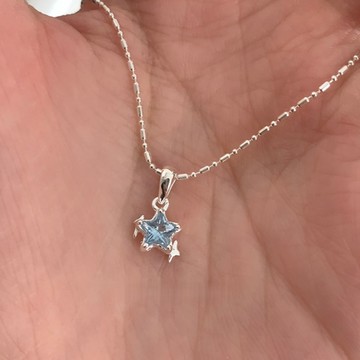 初見家💕純銀星星吊墜項鍊 女士純銀項鍊 防過敏 不褪色吊墜項鍊 藍寶石項鍊 女生項鍊