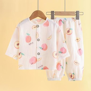 兒童睡衣薄款春夏季純棉紗布韓版空調服男孩女童小寶寶家居服套裝