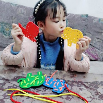 兒童早教益智穿線玩具動物水果穿線板串線板精細動作訓練教具積木