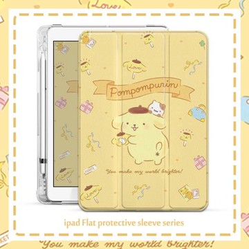 可愛布丁狗適用8代2021/20蘋果平板保護套ipad9三折帶筆槽air4殼Mini6新款2024Pro11寸air6 11寸休眠第11代