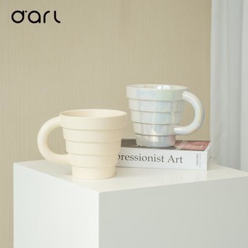 DART造夢 韓式純色珍珠白陶瓷玻璃杯女生禮物微波加熱北歐ins圈圈