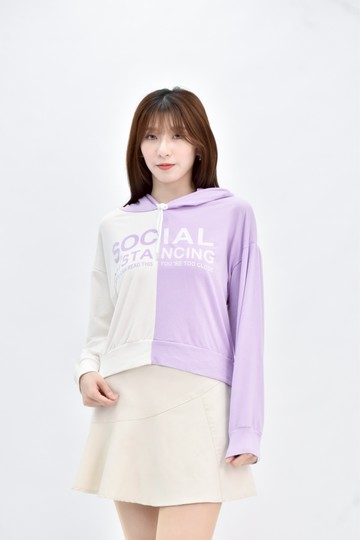 加購優惠(XL) soun song win hong 紫色連帽拼接長袖上衣