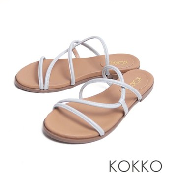 KOKKO渡假極簡線條柔軟涼拖鞋淺藍色