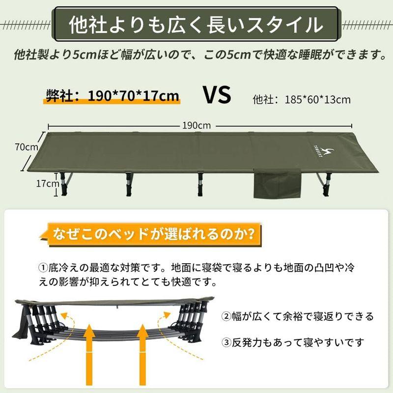 WAQ 2WAY キャンプ コット 静音 軽量 折りたたみベッド - アウトドア寝具