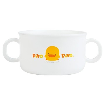 PiYOPiYO 黃色小鴨 抗菌雙耳杯 耐熱P.P材質 雙耳握把  白色  1個