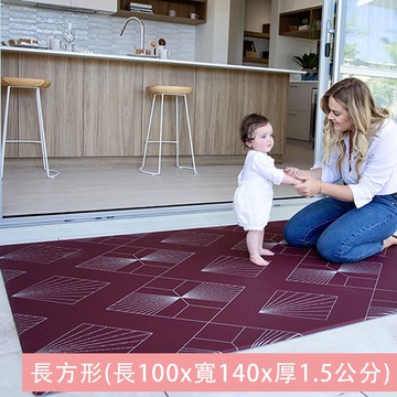 澳洲 Mikro Australia - 精緻美學地墊 - Burgundy Deco 線性之美-勃根地紅-小 (長100x寬140x厚1.5公分)