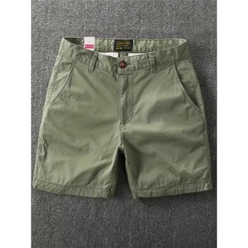 夏季美式彈力3分4分工裝休閑短褲男純棉純色三分四分褲修身超短褲