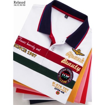 品牌男裝長袖翻領T恤條紋POLO衫高檔刺繡體恤上衣服秋裝T秋季