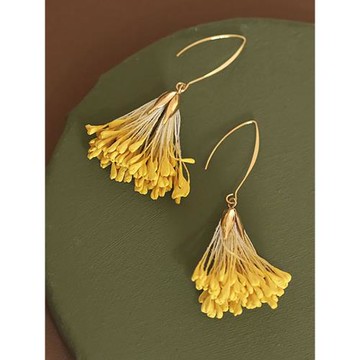 一枝橘 秋日花穗藝術高級感耳環流蘇百搭飾品耳飾女耳夾小眾設計