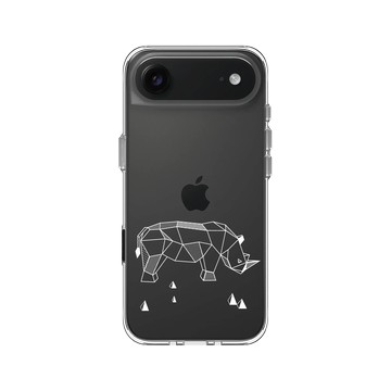 iPhone Air Clear Case（相機按鈕） 透明 - Animal Silhouette / 動物剪影 - 幾何-動物系列/犀牛