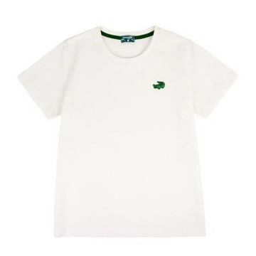 Crocodile Junior 小鱷魚童裝-鱷魚涼感圓領T大LOGO-TEE-白色  ( 851407-08 大碼款)