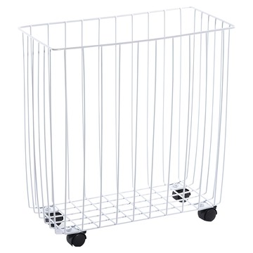 Life+ 日式極簡 多功能鐵藝夾縫洗衣收納籃/收納推車/衣物收納架  消光白  1層