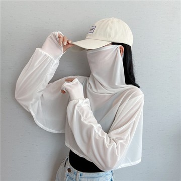 騎行開車防曬衣夏季女斗篷沙灘衫薄款披肩一體冰絲護頸戶外面罩