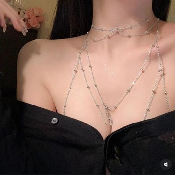 魅惑胸鍊異域風情純欲風性感胸鏈身體鏈辣妹比基尼身體飾品鎖骨立體項鍊女生項鍊 頸鍊 身體鍊 鎖骨配飾 金屬鏈條 腳鏈 御姊