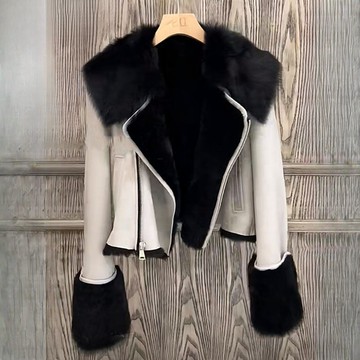 高級感毛毛拚接皮草外套女2024秋冬新款年輕款皮毛一體機車服上衣