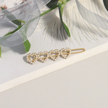 🌟台灣現貨🌟 韓國復古氣質珍珠愛心髮夾 一字夾甜美百搭瀏海夾 日系少女邊夾 鏤空愛心青蛙扣【臻飾美精品】