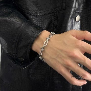✨臺灣出貨 歐美熱銷新款不鏽鋼打結鏈個性潮流鈦鋼手工鏈小衆飾品荊棘手鍊
