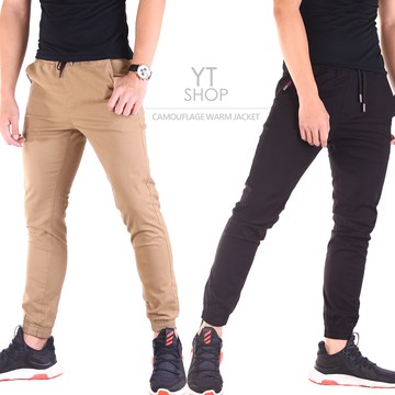 YT SHOP 素面縮口褲 韓版修身 人氣百搭 彈力束口褲 Jogger 長褲 休閒褲 兩色