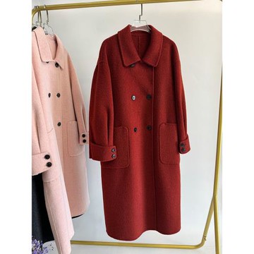 韓版超好看高級感過膝雙面羊絨大衣女2025年秋冬大碼綿羊毛呢外套