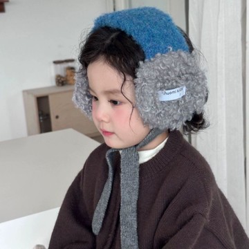 🔥台灣出貨🔥 兒童韓版拼色羊羔絨毛絨耳罩寶寶冬季保暖防寒護耳繫帶包耳捂子