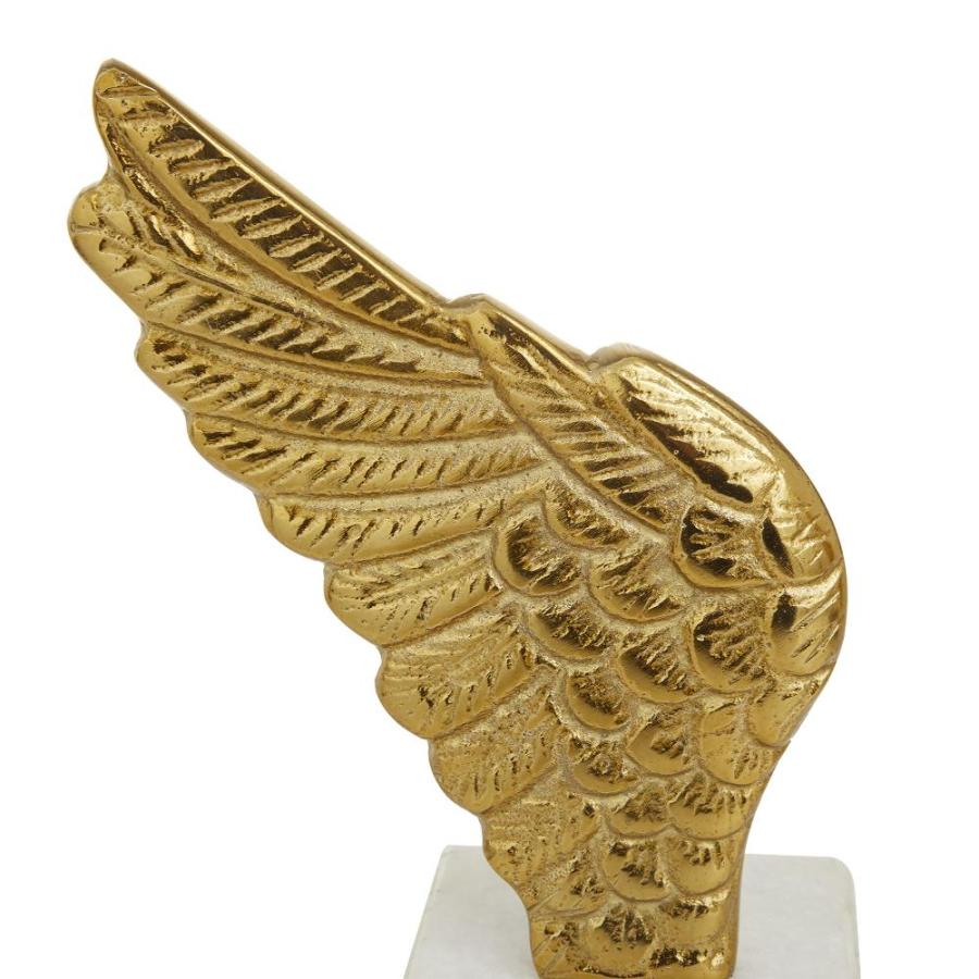 Deco 79 Aluminum Bird Wings Bookends with Marble Base, Set of 5