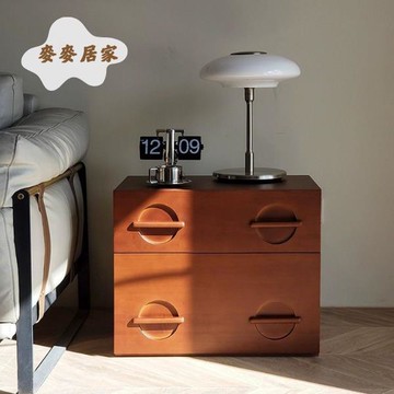 【麥麥居家】 北歐斗柜 實木抽屜柜 臥室儲物復古收納柜 床頭柜 客廳靠墻家用床邊柜 免運 可開發票