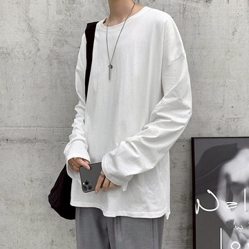 秋季長袖男韓版潮流不規則T恤寬松薄款衛衣潮牌ins港風外穿秋衣服